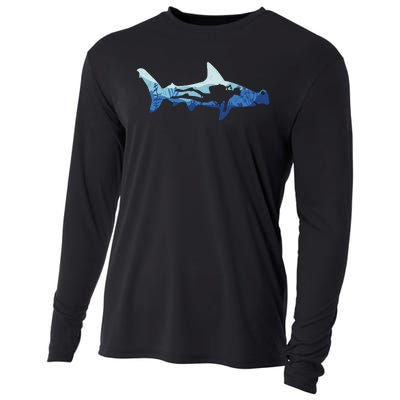 Hammerhead Shark Diver Ocean Cooling Performance Long Sleeve Crew