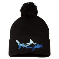 Hammerhead Shark Diver Ocean Pom Pom 12in Knit Beanie