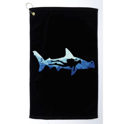 Hammerhead Shark Diver Ocean Golf Towel