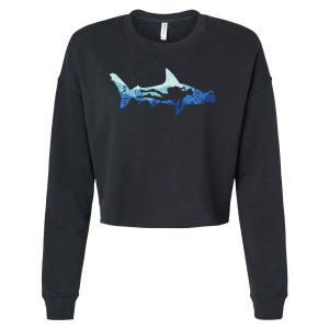 Hammerhead Shark Diver Ocean Cropped Pullover Crew