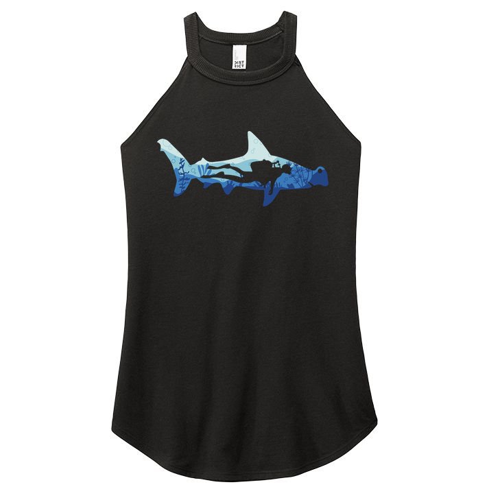 Hammerhead Shark Diver Ocean Women's Perfect Tri Rocker Tank