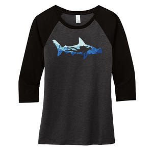 Hammerhead Shark Diver Ocean Women's Tri-Blend 3/4-Sleeve Raglan Shirt