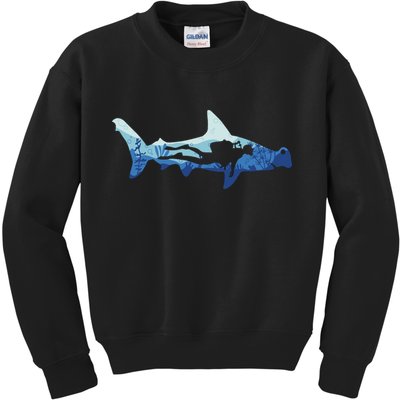 Hammerhead Shark Diver Ocean Kids Sweatshirt