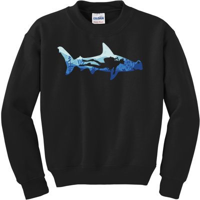 Hammerhead Shark Diver Ocean Kids Sweatshirt