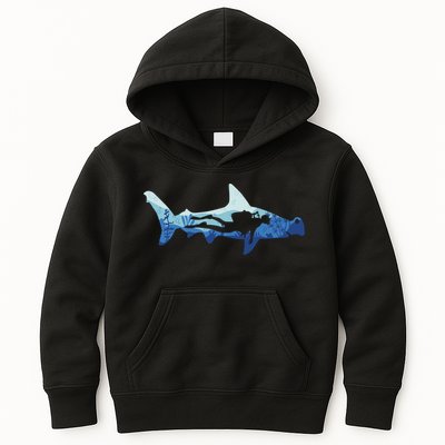 Hammerhead Shark Diver Ocean Kids Hoodie