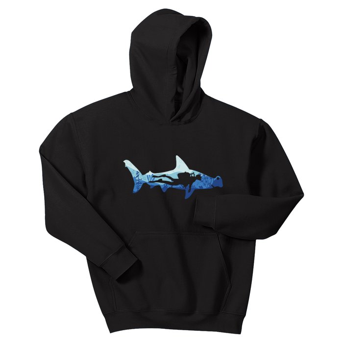 Hammerhead Shark Diver Ocean Kids Hoodie