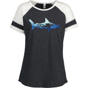 Hammerhead Shark Diver Ocean Enza Ladies Jersey Colorblock Tee