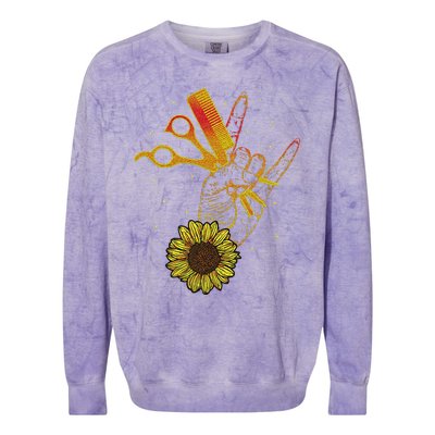 Hairstylist Sunflower Design Hippie Hair Salon Colorblast Crewneck Sweatshirt