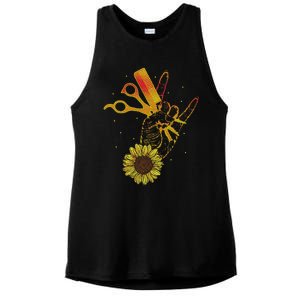 Hairstylist Sunflower Design Hippie Hair Salon Ladies PosiCharge Tri-Blend Wicking Tank