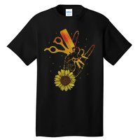 Hairstylist Sunflower Design Hippie Hair Salon Tall T-Shirt