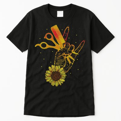 Hairstylist Sunflower Design Hippie Hair Salon Tall T-Shirt