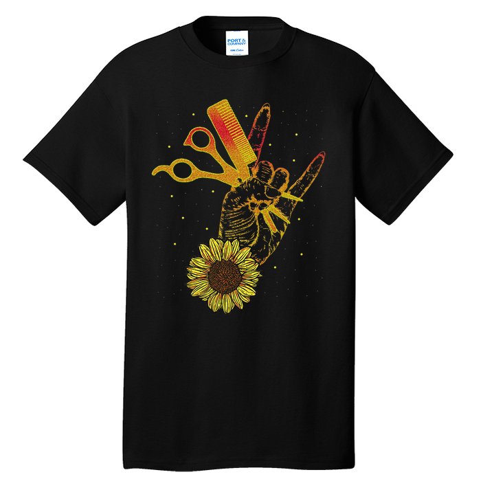 Hairstylist Sunflower Design Hippie Hair Salon Tall T-Shirt