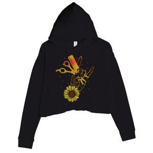 Hairstylist Sunflower Design Hippie Hair Salon Crop Fleece Hoodie