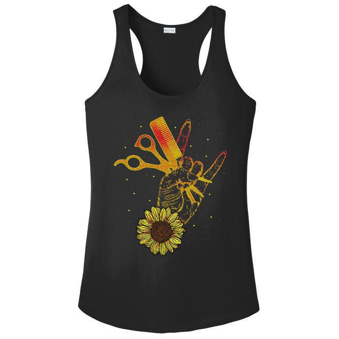 Hairstylist Sunflower Design Hippie Hair Salon Ladies PosiCharge Competitor Racerback Tank