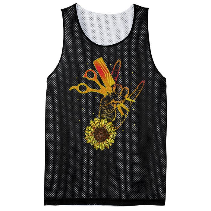 Hairstylist Sunflower Design Hippie Hair Salon Mesh Reversible Basketball Jersey Tank