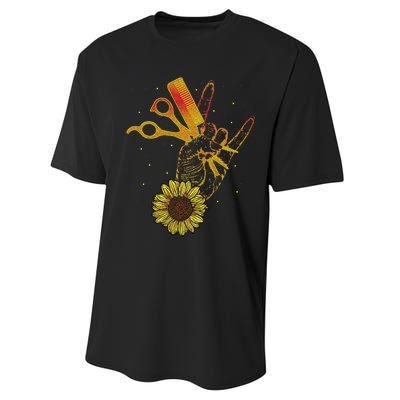 Hairstylist Sunflower Design Hippie Hair Salon Performance Sprint T-Shirt