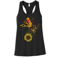 Hairstylist Sunflower Design Hippie Hair Salon Women's Racerback Tank