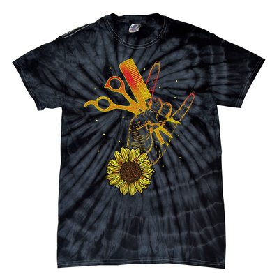 Hairstylist Sunflower Design Hippie Hair Salon Tie-Dye T-Shirt