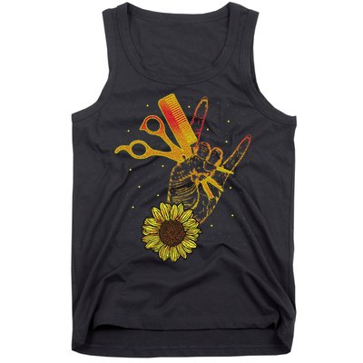 Hairstylist Sunflower Design Hippie Hair Salon Tank Top