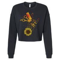 Hairstylist Sunflower Design Hippie Hair Salon Cropped Pullover Crew