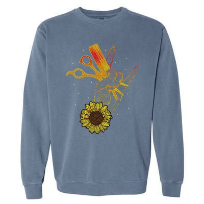 Hairstylist Sunflower Design Hippie Hair Salon Garment-Dyed Sweatshirt