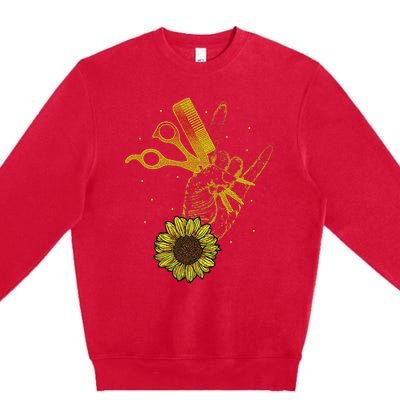 Hairstylist Sunflower Design Hippie Hair Salon Premium Crewneck Sweatshirt