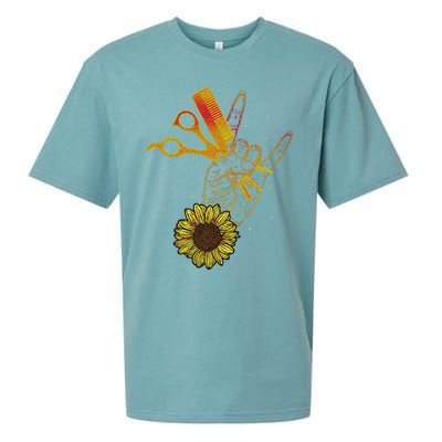 Hairstylist Sunflower Design Hippie Hair Salon Sueded Cloud Jersey T-Shirt