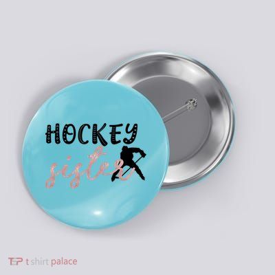 Hockey Sister Design Player Silhouette Gift Button