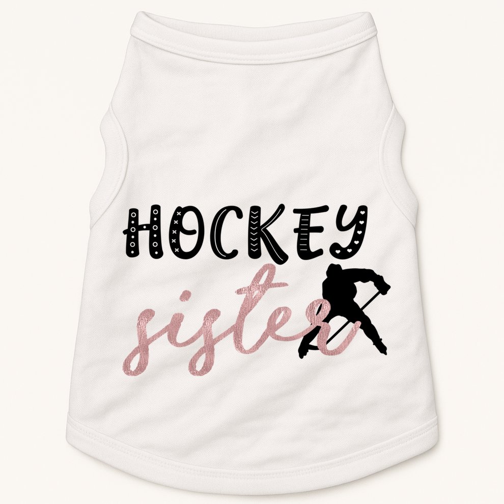 Hockey Sister Design Player Silhouette Gift Doggie Tank