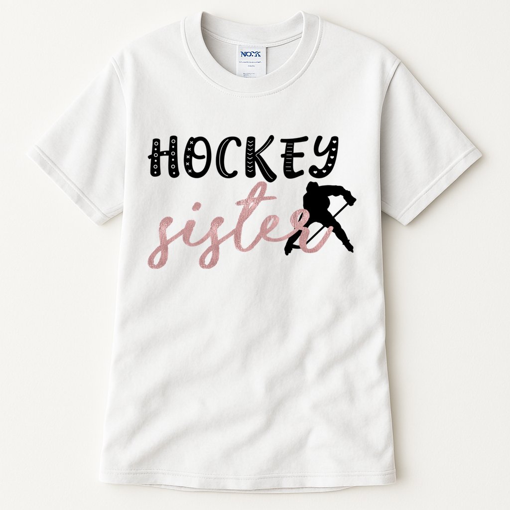 Hockey Sister Design Player Silhouette Gift Tall T-Shirt