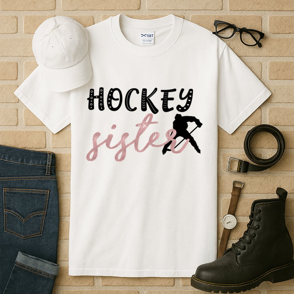 Hockey Sister Design Player Silhouette Gift Tall T-Shirt