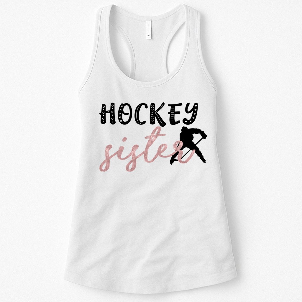Hockey Sister Design Player Silhouette Gift Womens Tank Top