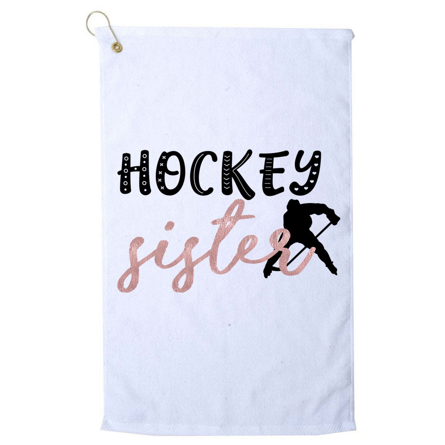 Hockey Sister Design Player Silhouette Gift Golf Towel