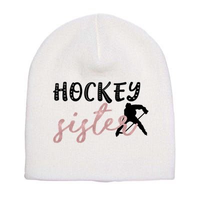 Hockey Sister Design Player Silhouette Gift Short Acrylic Beanie
