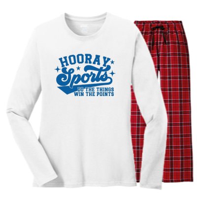 Hooray Sports do the things win the points Funny Blue sports Women's Long Sleeve Flannel Pajama Set 