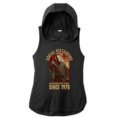 Halloween Social Distancing And Wearing A Mask Since 1978 Ladies PosiCharge Tri-Blend Wicking Draft Hoodie Tank