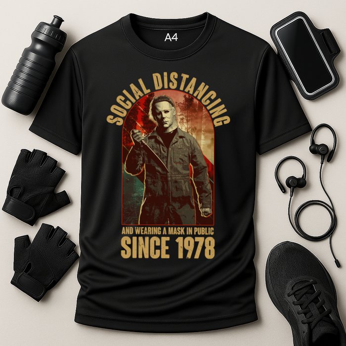 Halloween Social Distancing And Wearing A Mask Since 1978 Performance Shirt