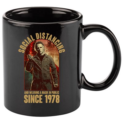 Halloween Social Distancing And Wearing A Mask Since 1978 11oz C Handle Ceramic Mug