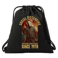 Halloween Social Distancing And Wearing A Mask Since 1978 Drawstring Bag