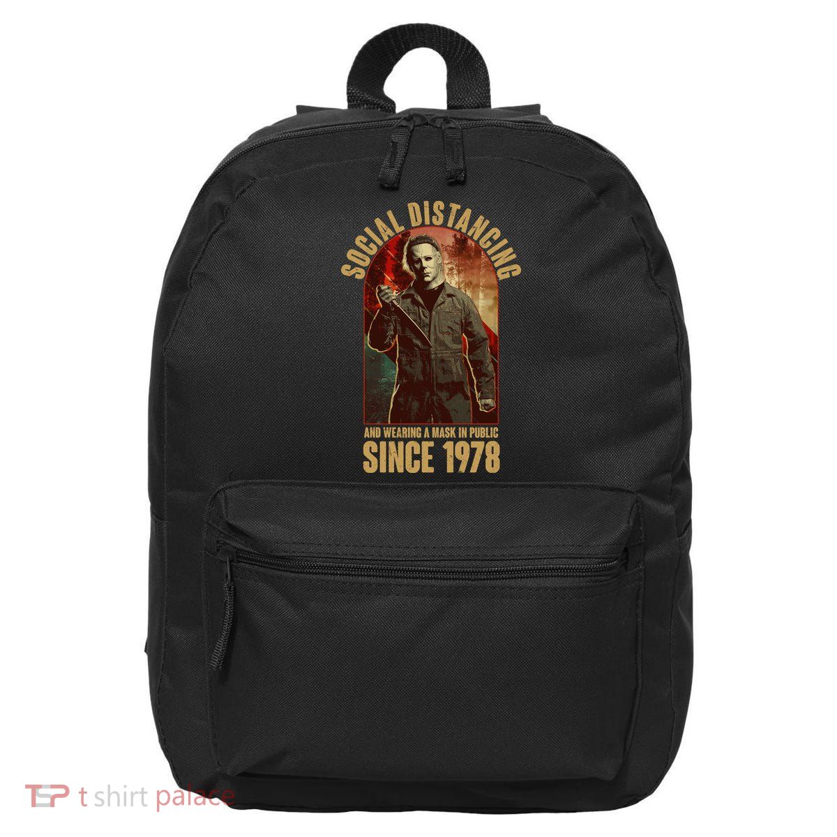 Halloween Social Distancing And Wearing A Mask Since 1978 16 in Basic Backpack
