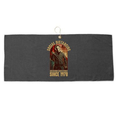 Halloween Social Distancing And Wearing A Mask Since 1978 Large Microfiber Waffle Golf Towel