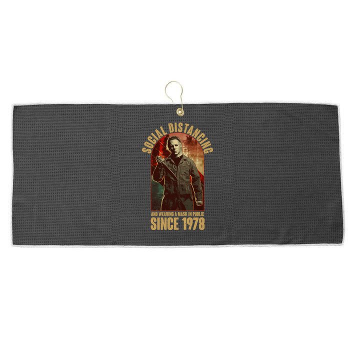 Halloween Social Distancing And Wearing A Mask Since 1978 Large Microfiber Waffle Golf Towel