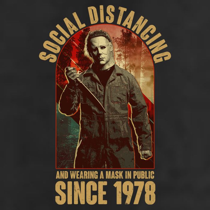 Halloween Social Distancing And Wearing A Mask Since 1978 Large Microfiber Waffle Golf Towel