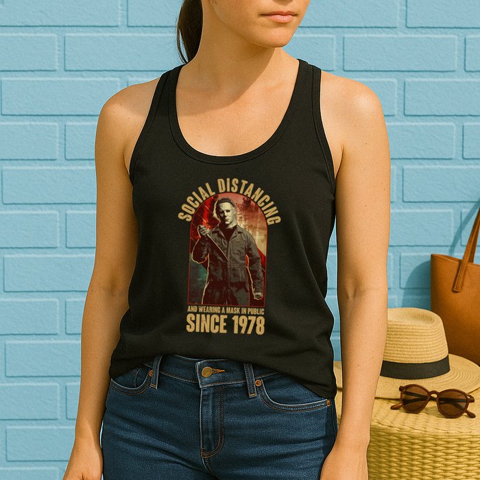Halloween Social Distancing And Wearing A Mask Since 1978 Womens Tank Top
