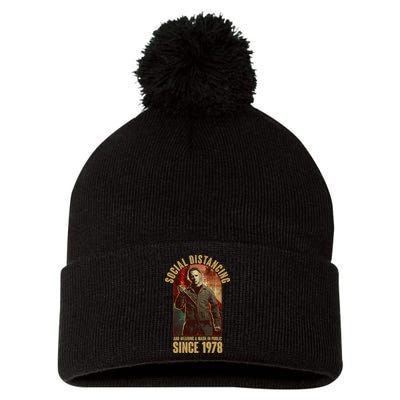 Halloween Social Distancing And Wearing A Mask Since 1978 Pom Pom 12in Knit Beanie