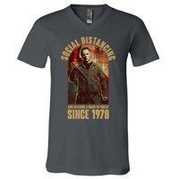 Halloween Social Distancing And Wearing A Mask Since 1978 V-Neck T-Shirt