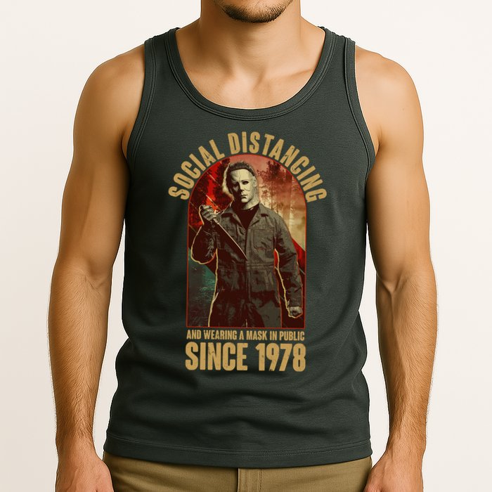 Halloween Social Distancing And Wearing A Mask Since 1978 Tank Top