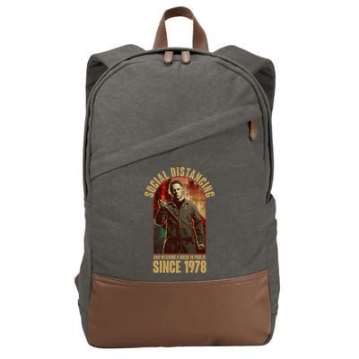 Halloween Social Distancing And Wearing A Mask Since 1978 Cotton Canvas Backpack
