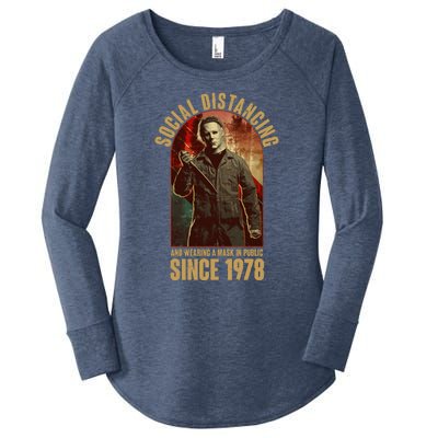 Halloween Social Distancing And Wearing A Mask Since 1978 Women's Perfect Tri Tunic Long Sleeve Shirt