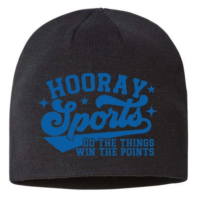 Hooray Sports Do The Things Win The Points Funny Blue Sports Sustainable Beanie